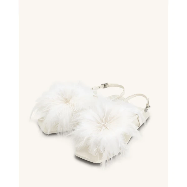 JW PEI Fluffy Flats Sandals in White | Sandals | Coveti