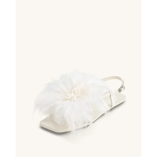 JW PEI Fluffy Flats Sandals in White | Sandals | Coveti