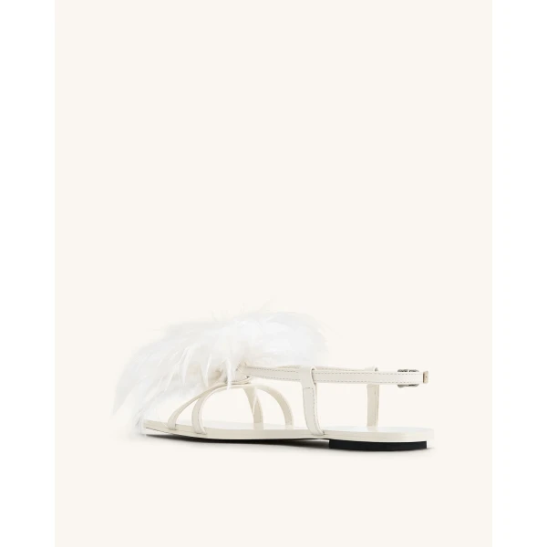JW PEI Fluffy Flats Sandals in White | Sandals | Coveti