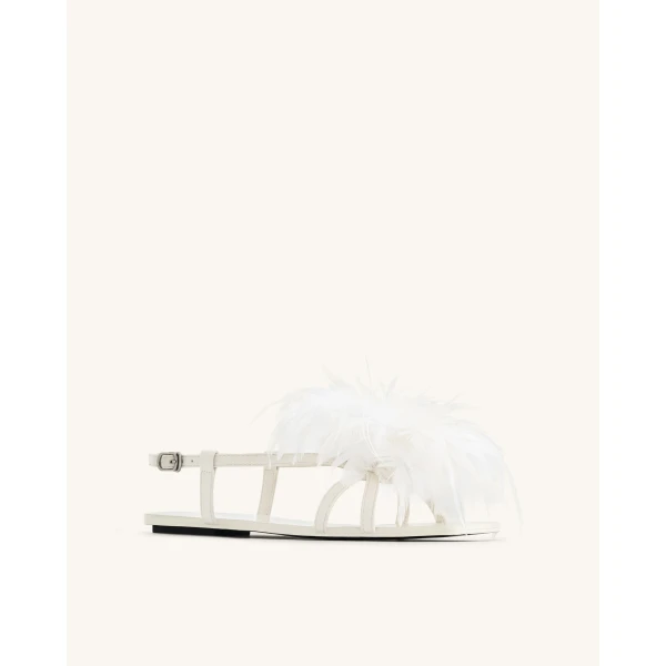 JW PEI Fluffy Flats Sandals in White | Sandals | Coveti