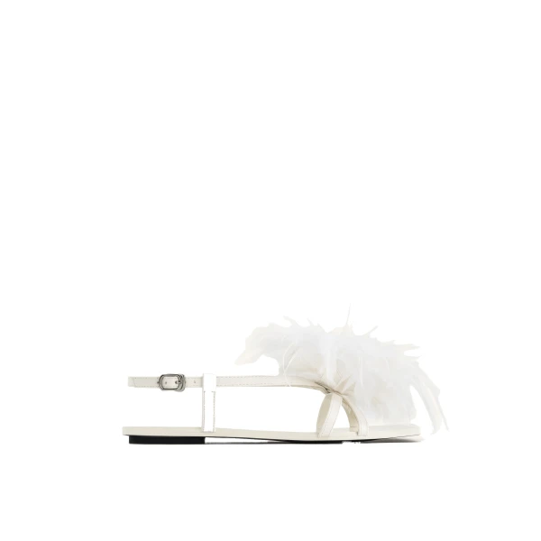 JW PEI Fluffy Flats Sandals in White | Sandals | Coveti