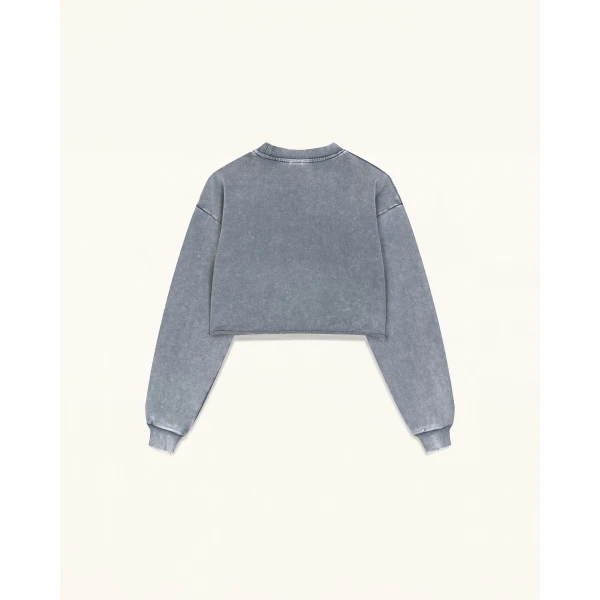 JW PEI Frayed Hem Cropped Pullover in Vintage Slate | Sweater | Coveti