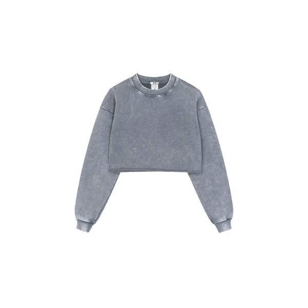 JW PEI Frayed Hem Cropped Pullover in Vintage Slate | Sweater | Coveti
