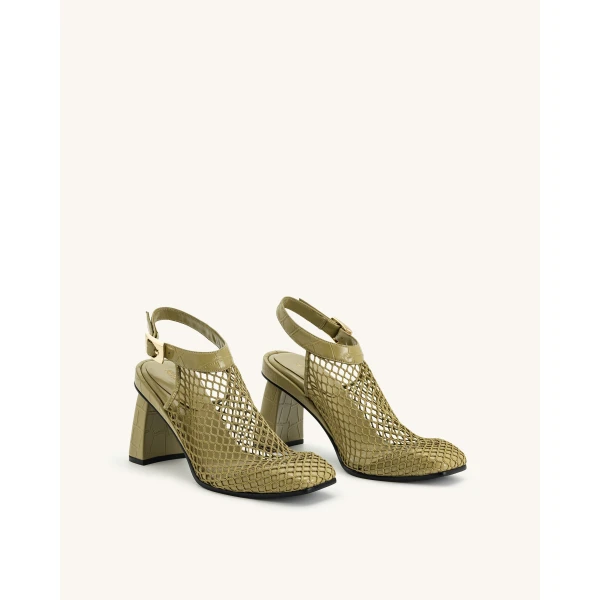 JW PEI Genesis Heeled Sandals in Olive Green | Sandals | Coveti