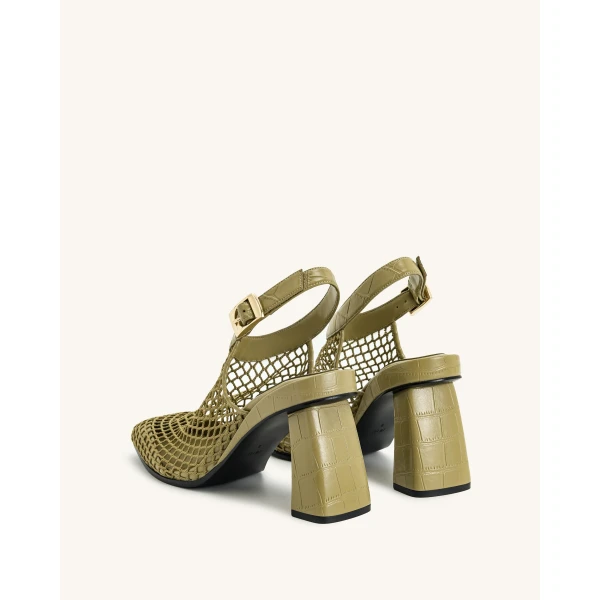 JW PEI Genesis Heeled Sandals in Olive Green | Sandals | Coveti