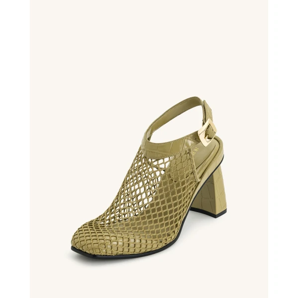 JW PEI Genesis Heeled Sandals in Olive Green | Sandals | Coveti