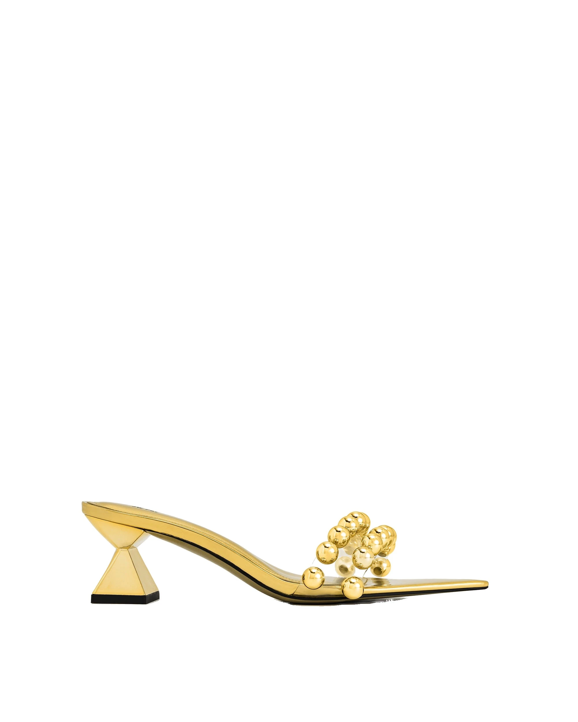 JW PEI Gianna Beaded Strap Mules in Gold JW PEI Gianna Beaded Strap Mules in Gold | Mules | Coveti