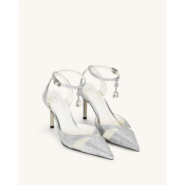 JW PEI Haidi Artificial Crystal Pumps in Silver | Heels | Coveti