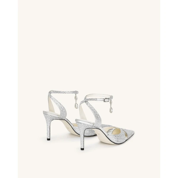 JW PEI Haidi Artificial Crystal Pumps in Silver | Heels | Coveti