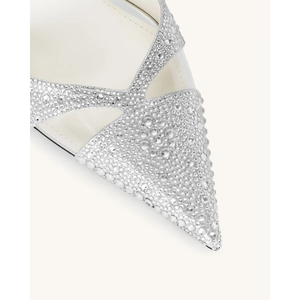 JW PEI Haidi Artificial Crystal Pumps in Silver | Heels | Coveti