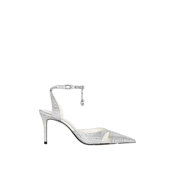 JW PEI Haidi Artificial Crystal Pumps in Silver | Heels | Coveti