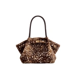 JW PEI Hana Medium Faux Fur Deer Pattern Tote Bag in Brown | Totes & Top-Handle Bags | Coveti