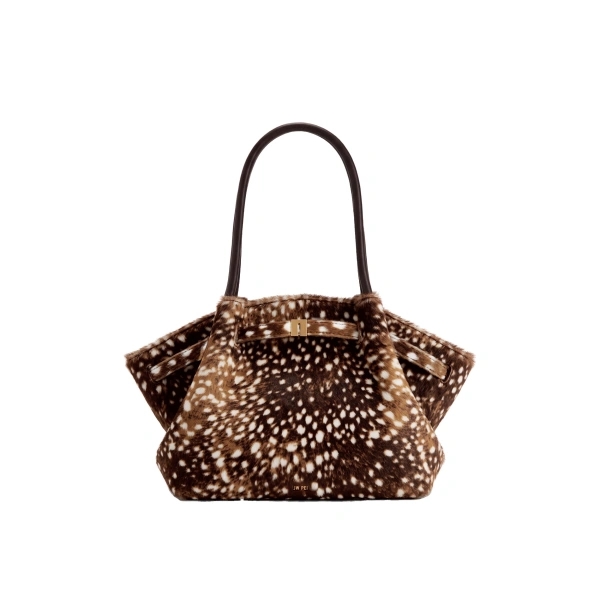 JW PEI Hana Medium Faux Fur Deer Pattern Tote Bag in Brown | Totes & Top-Handle Bags | Coveti