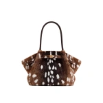 JW PEI Hana Medium Faux Fur Deer Pattern Tote Bag in Dark Brown | Totes & Top-Handle Bags | Coveti