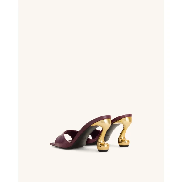 JW PEI Hannah Croc-Embossed Heel Mules in Burgundy | Mules | Coveti