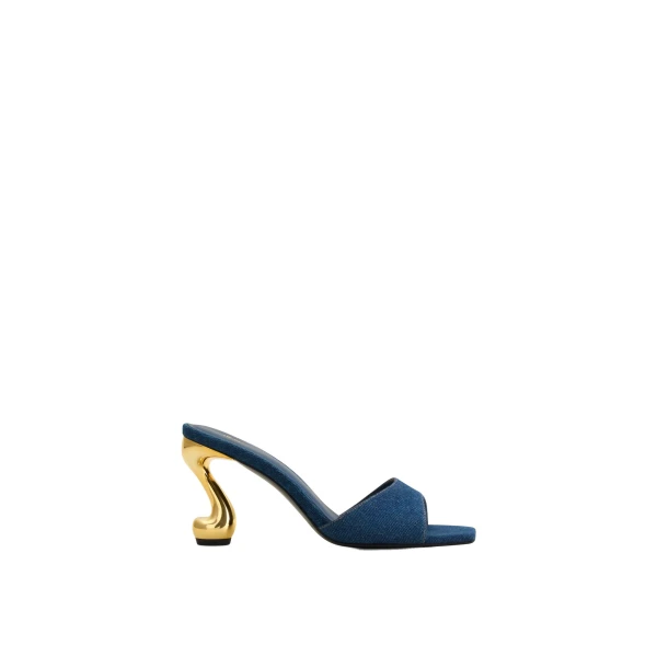 JW PEI Hannah Denim Mule Heels in Denim Blue | Mules | Coveti