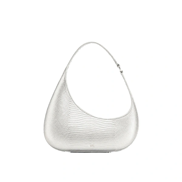 JW PEI Harlee Faux Lizard-Embossed Shoulder Bag in Silver | Shoulder & Crossbody Bags | Coveti