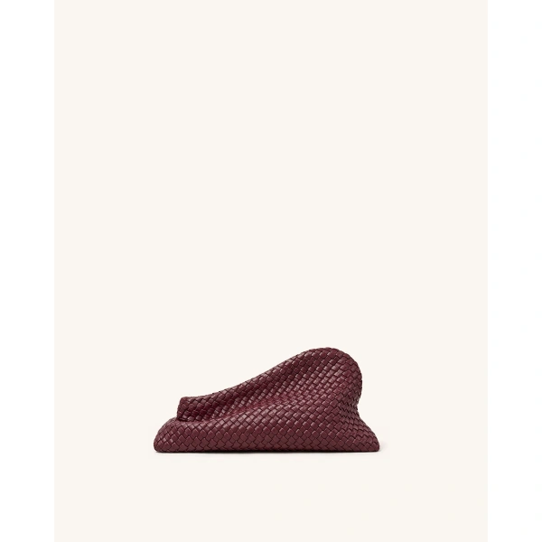 JW PEI Harlee Woven Clutch in Burgundy | Clutch Bags | Coveti