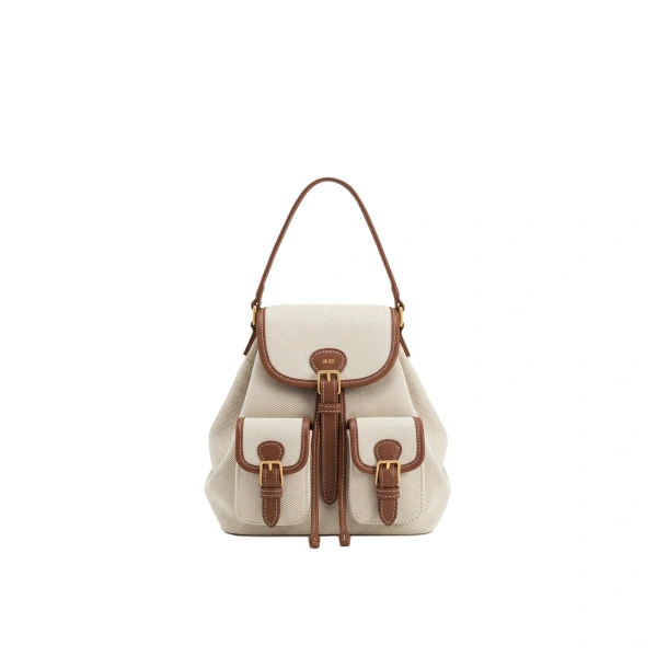 JW PEI Harper Buckle Pocket Backpack in Brown Canvas | Backpacks | Coveti