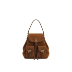 JW PEI Harper Faux Suede Buckle Pocket Backpack in Caramel Brown | Backpacks | Coveti