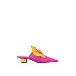 JW PEI Helena Embroidery Decoration Pierced Mules in Rose Red | Mules | Coveti
