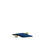 JW PEI Helena Gold Sphere Pointed Toe Mules in Denim Blue | Mules | Coveti