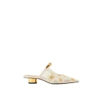 JW PEI Helena Pierced Floral Mesh Mules in Ivory | Mules | Coveti
