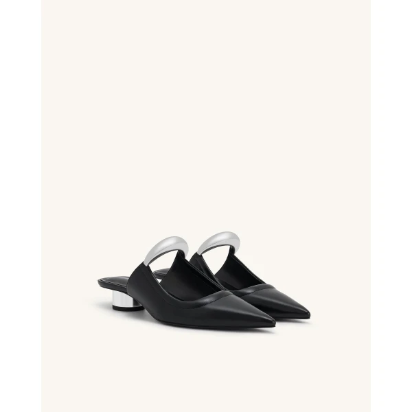 JW PEI Helena Pierced Mules in Black | Mules | Coveti
