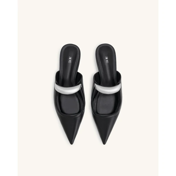 JW PEI Helena Pierced Mules in Black | Mules | Coveti