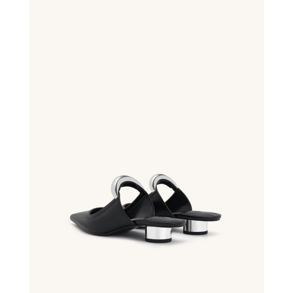 JW PEI Helena Pierced Mules in Black | Mules | Coveti