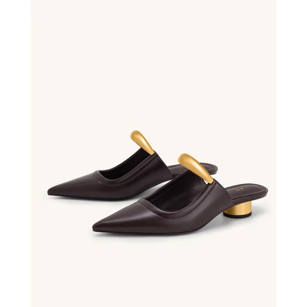 JW PEI Helena Pierced Mules in Claret Red | Mules | Coveti