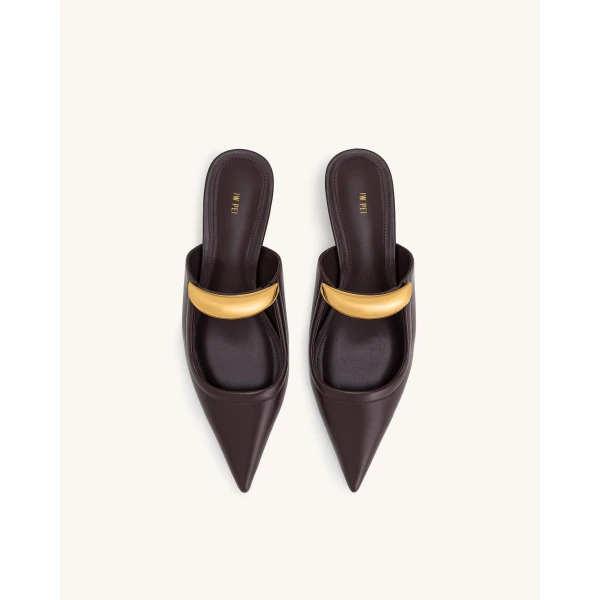 JW PEI Helena Pierced Mules in Claret Red | Mules | Coveti