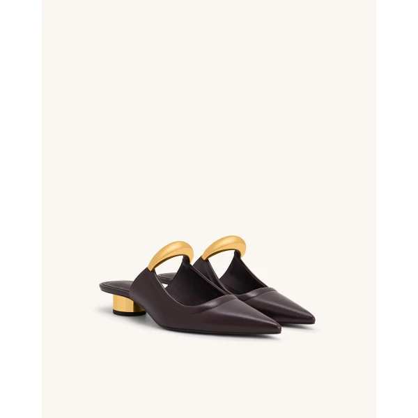 JW PEI Helena Pierced Mules in Claret Red | Mules | Coveti