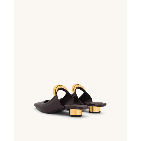 JW PEI Helena Pierced Mules in Claret Red | Mules | Coveti