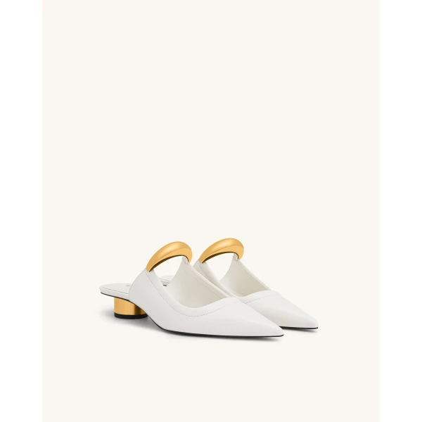 JW PEI Helena Pierced Mules in White | Mules | Coveti