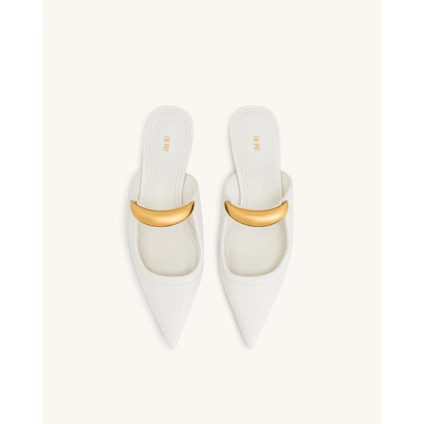 JW PEI Helena Pierced Mules in White | Mules | Coveti