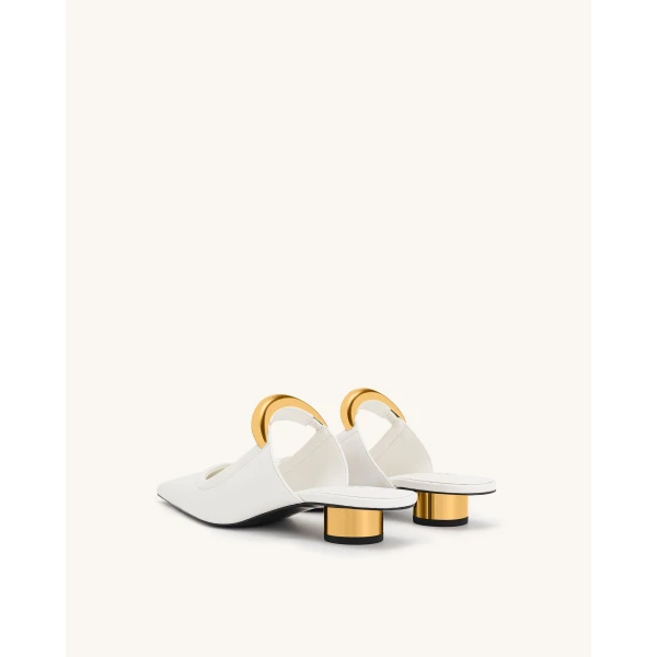 JW PEI Helena Pierced Mules in White | Mules | Coveti