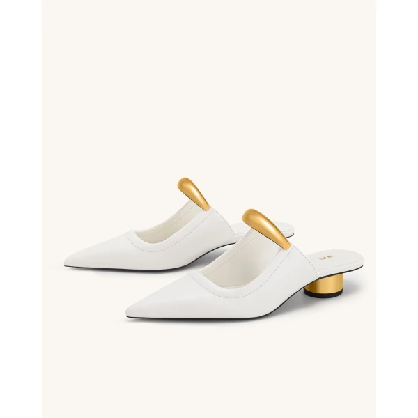JW PEI Helena Pierced Mules in White | Mules | Coveti