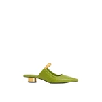 JW PEI Helena Pierced Snakeskin Mules in Green | Mules | Coveti