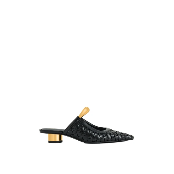 JW PEI Helena Weave Pierced Mules in Black | Mules | Coveti