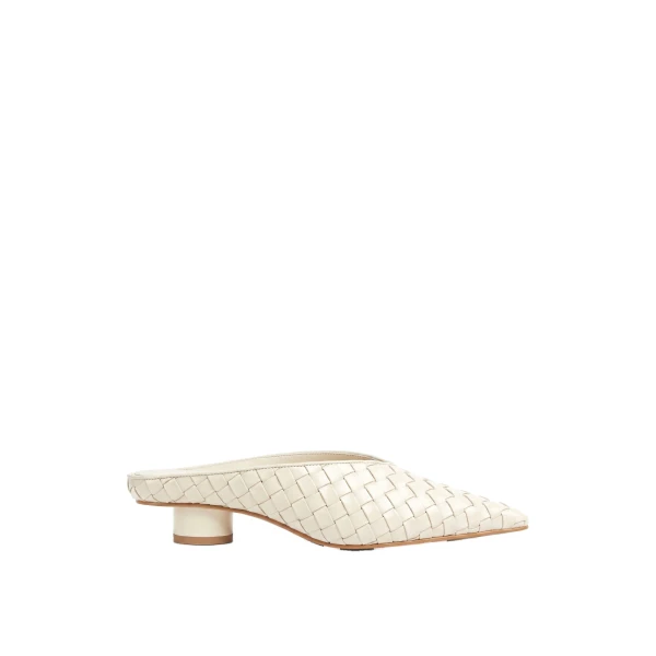 JW PEI Helena Woven Textured Pointed Toe Mules in Beige | Mules | Coveti