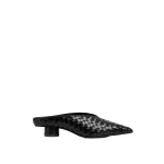 JW PEI Helena Woven Textured Pointed Toe Mules in Black | Mules | Coveti
