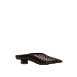 JW PEI Helena Woven Textured Pointed Toe Mules in Burgundy | Mules | Coveti
