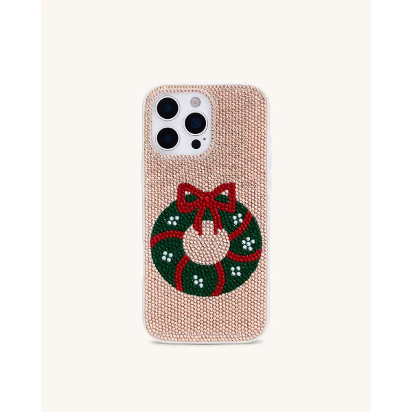 JW PEI Holiday Wreath Bling Phone Case in Gold | Phone Cases | Coveti
