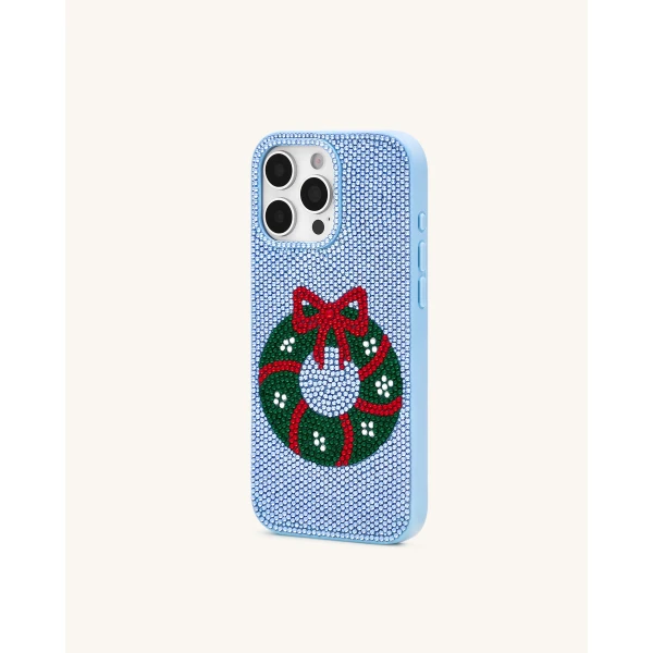 JW PEI Holiday Wreath Bling Phone Case in Light Blue | Phone Cases | Coveti