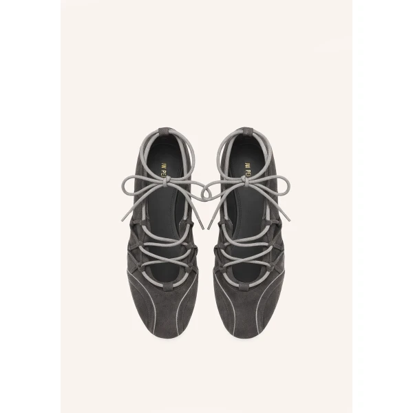JW PEI Iria Lace-Up Ballet Flats in Dark Grey | Flats | Coveti