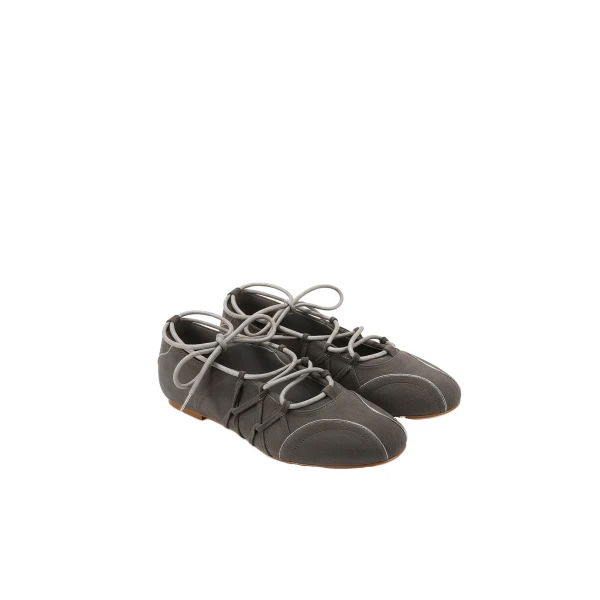 JW PEI Iria Lace-Up Ballet Flats in Dark Grey | Flats | Coveti