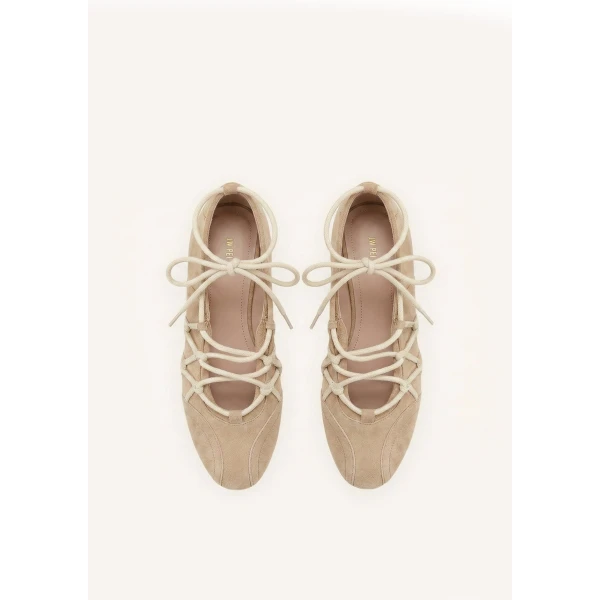 JW PEI Iria Lace-Up Ballet Flats in Light Brown | Flats | Coveti