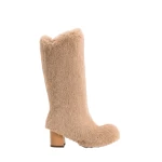 JW PEI Isabella Slouchy Faux Fur Boots in Beige | Boots | Coveti