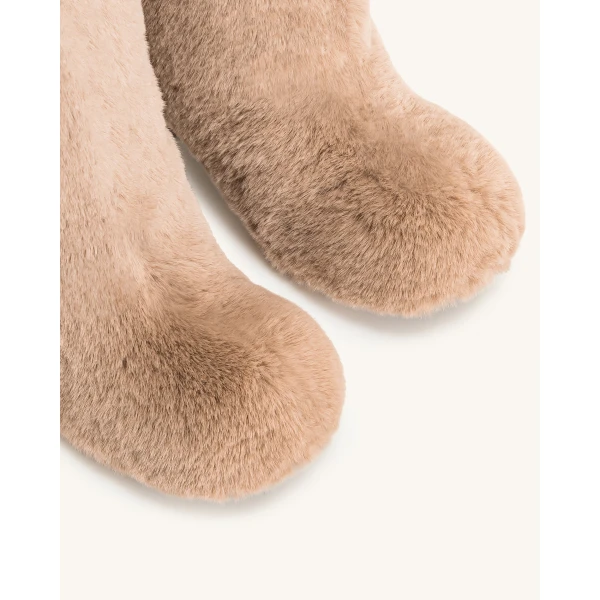 JW PEI Isabella Slouchy Faux Fur Boots in Beige | Boots | Coveti